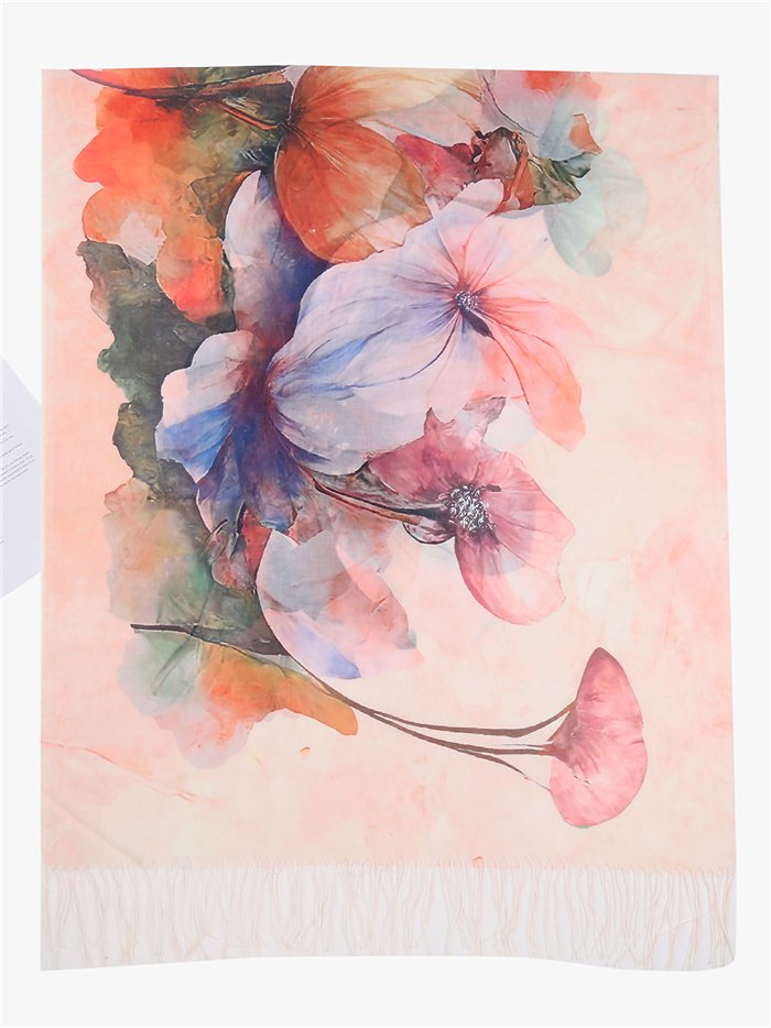 Écharpe à franges à motif floral aquarelle