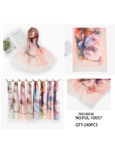 Écharpe à franges à motif floral aquarelle 2