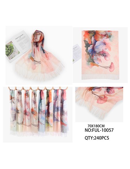 Écharpe à franges à motif floral aquarelle