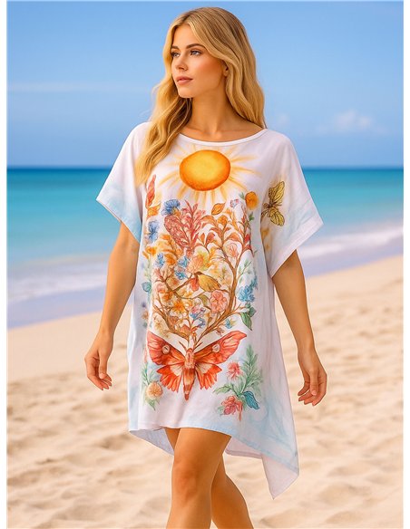 Strandkaftan mit Sonne und Schmetterlingen