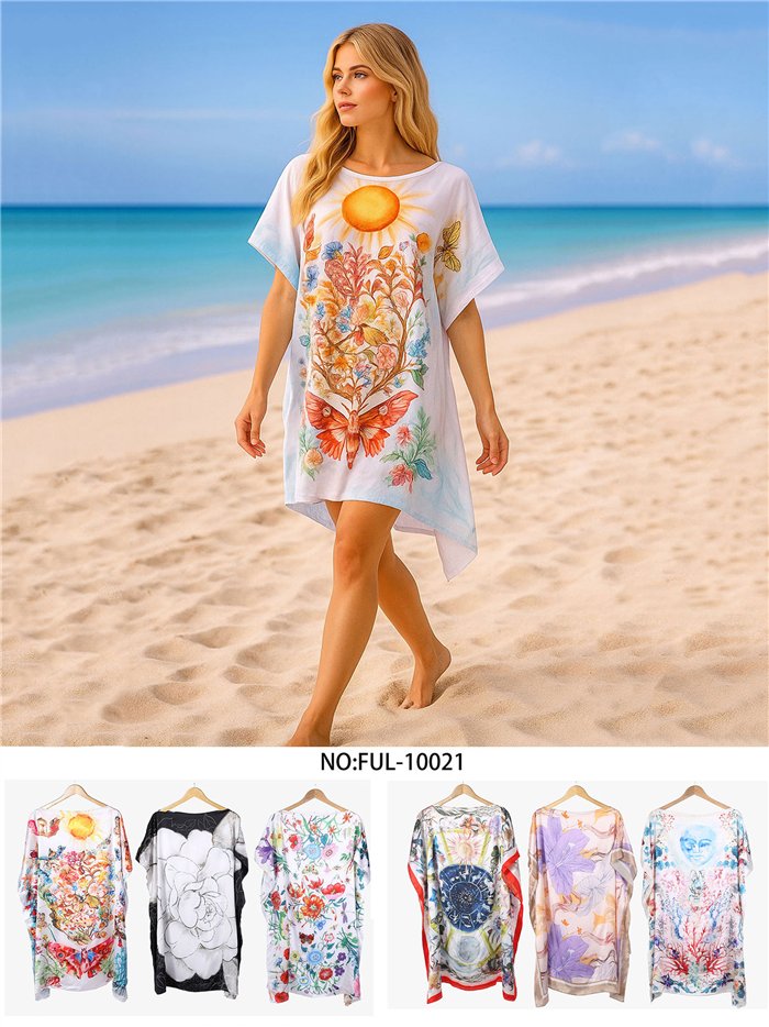 Strandkaftan mit Sonne und Schmetterlingen