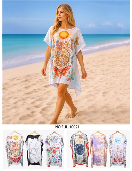 Strandkaftan mit Sonne und Schmetterlingen