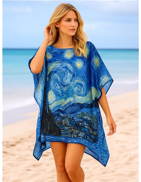 Strandkaftan mit künstlerischem Druck