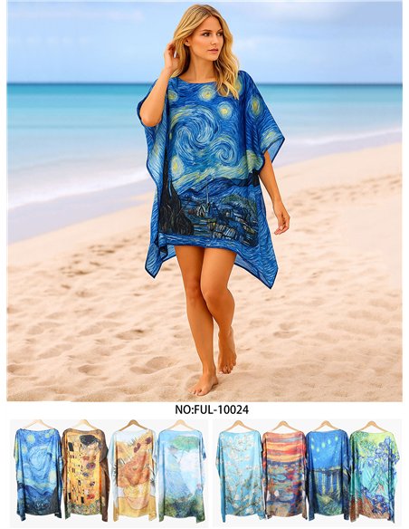 Strandkaftan mit künstlerischem Druck