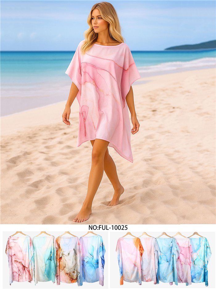 Caftan de praia em mármore pastel