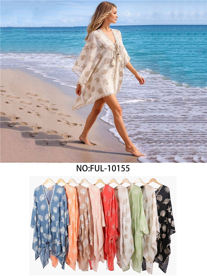 Coastal charm embroidered kaftan