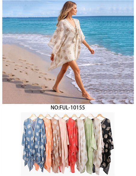 Coastal charm embroidered kaftan