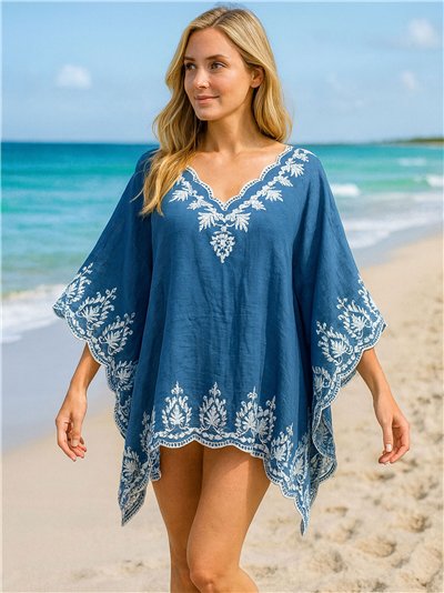 Elegante caftano da spiaggia ricamato