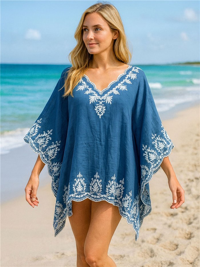 Elegante caftano da spiaggia ricamato