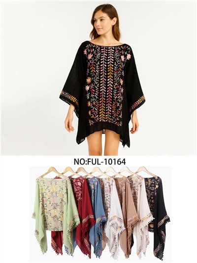 Caftano da spiaggia ricamato in stile folk 2