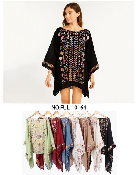 Caftán playero bordado folk