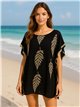 Túnica de praia com folhas bordadas