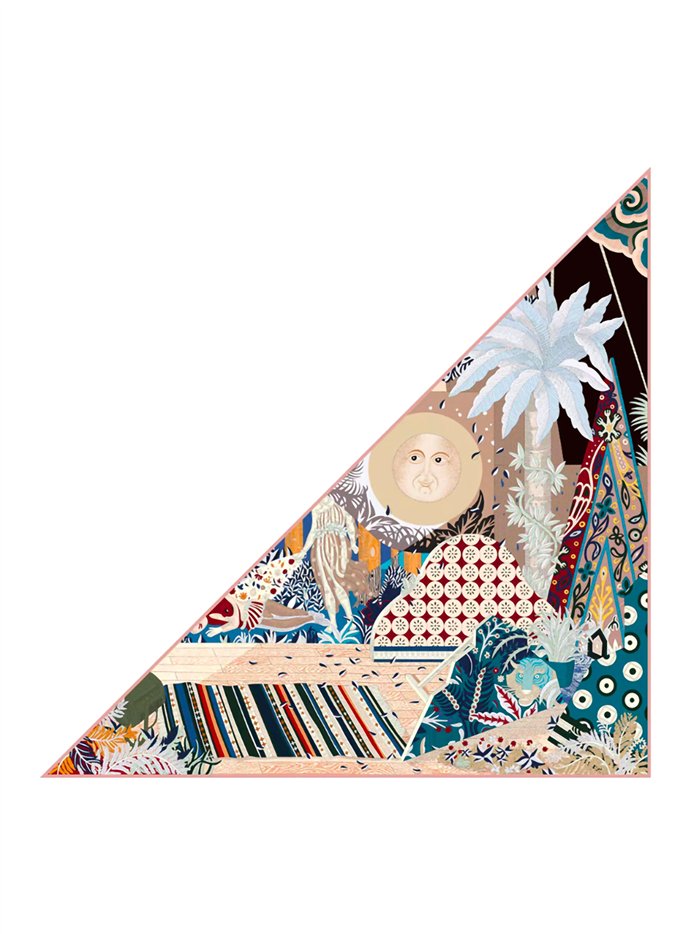 Lenço triangular com estampa de arte da selva