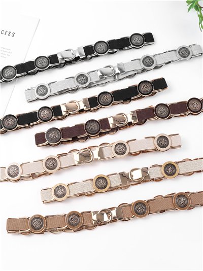 Cinturón elástico fino joya de medallones