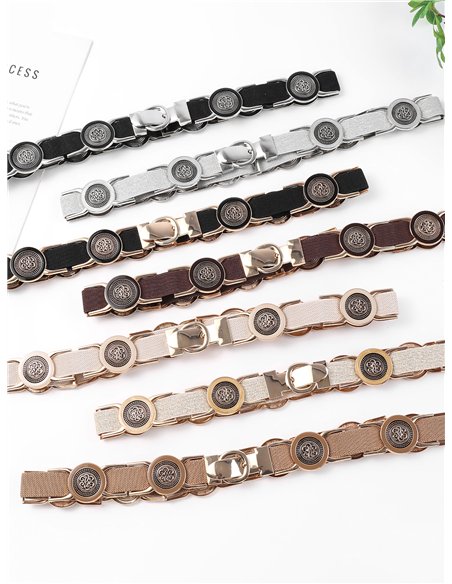 Cinturón elástico fino joya de medallones