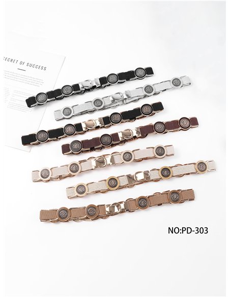 Cinturón elástico fino joya de medallones