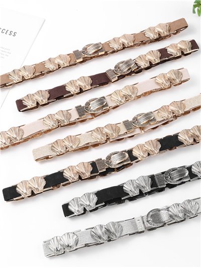 Cinturón elástico fino joya de conchas