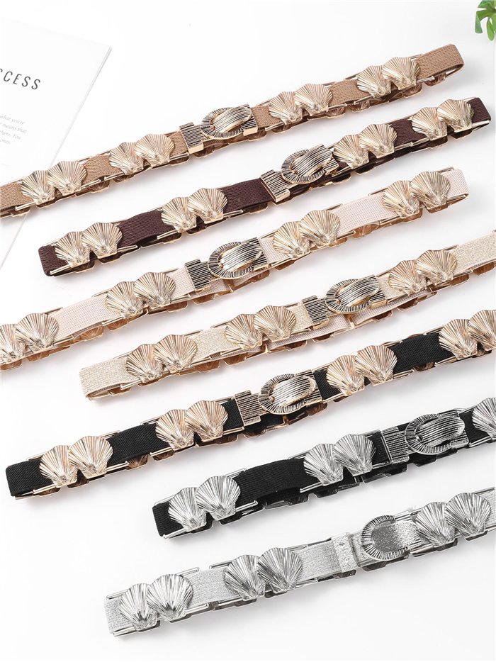 Cinturón elástico fino joya de conchas