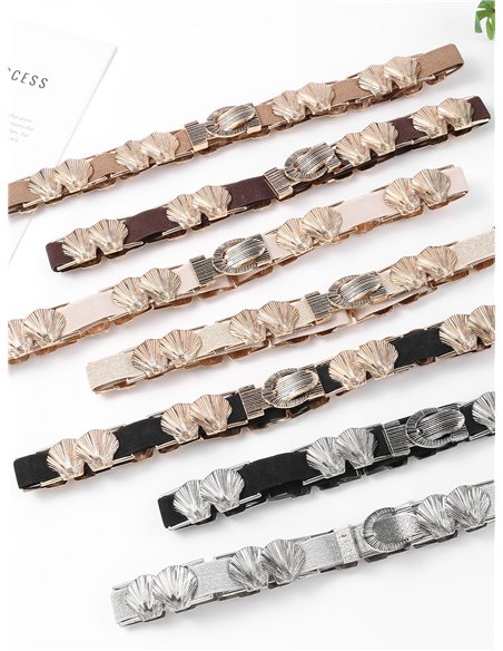 Cinturón elástico fino joya de conchas