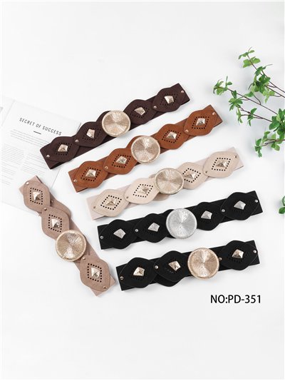 Cinturón ancho elástico efecto ante geométrico 2