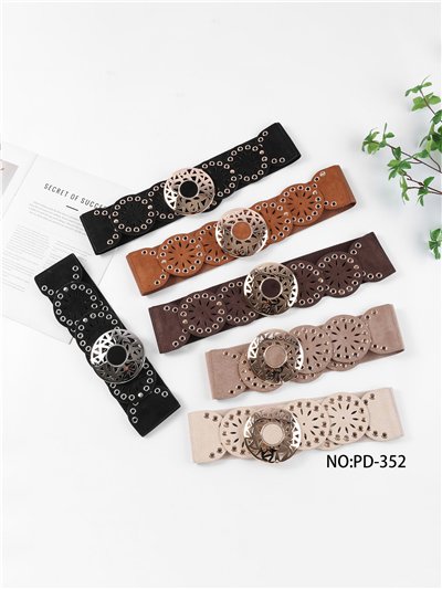 Cinturón ancho elástico efecto ante calado con aro 2