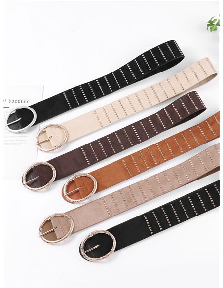 Cinturón ancho efecto ante con tachas