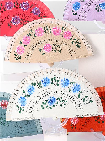Floral wooden hand fan