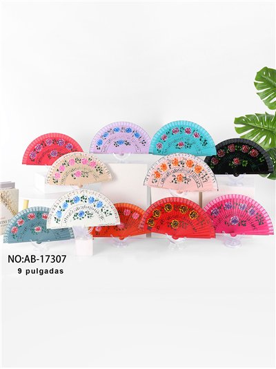 Floral wooden hand fan 2