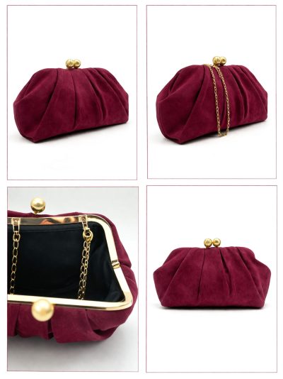 Cartera de fiesta efecto ante con fruncido 2
