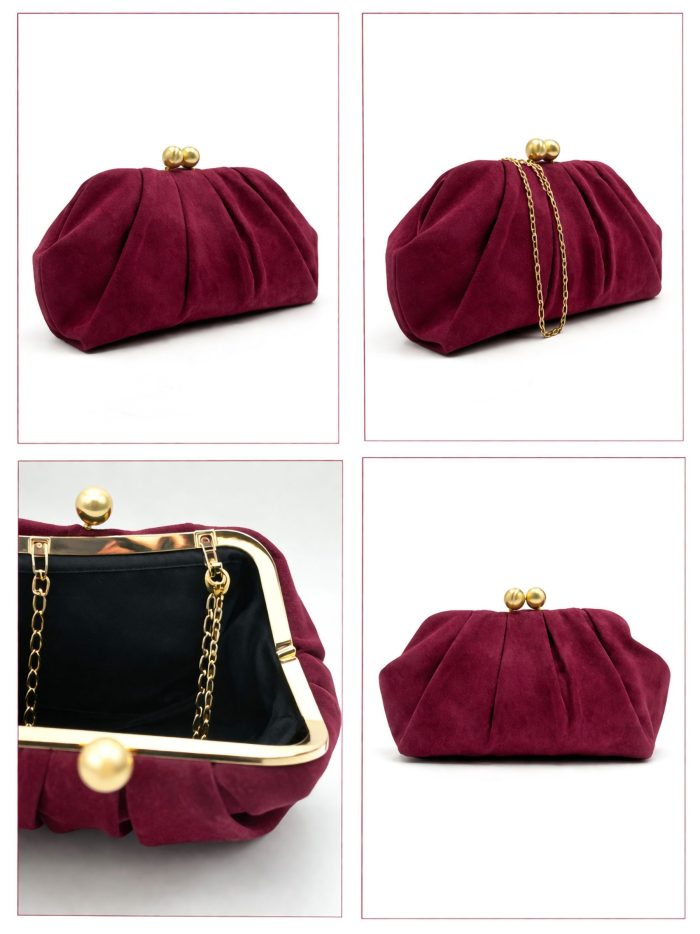 Cartera de fiesta efecto ante con fruncido