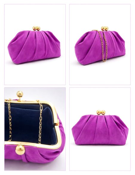 Clutch de festa com efeito camurça e franzido | AD-22287