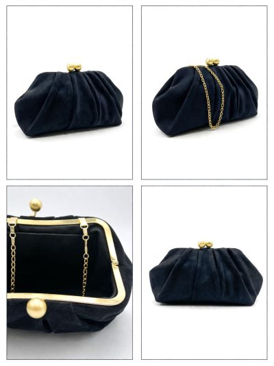 Clutch de festa com efeito camurça e franzido. 2