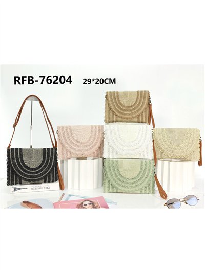 Bolso bandolera rafia con solapa calada 2