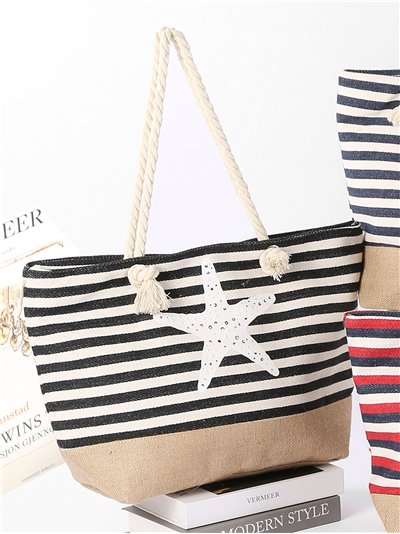 Bolso de playa rayas con estrella de mar