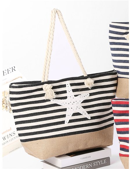 Bolso de playa rayas con estrella de mar