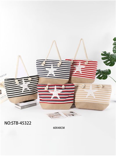 Bolso de playa rayas con estrella de mar 2