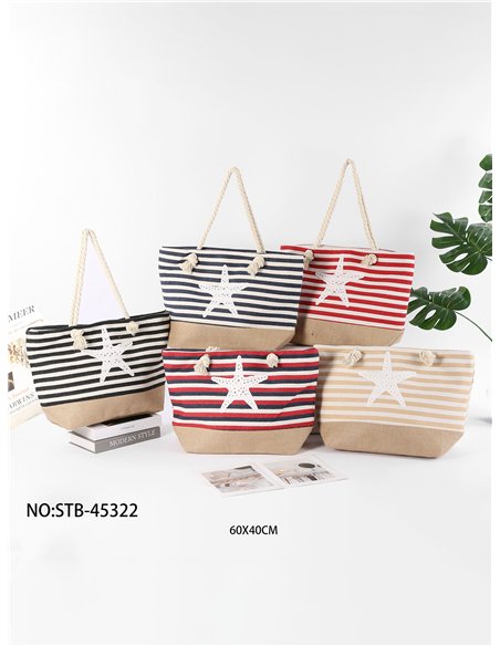 Bolso de playa rayas con estrella de mar