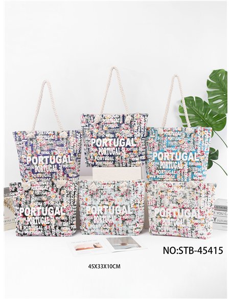 Bolso tote portugal estampado