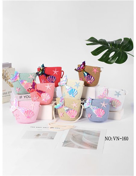 Bolso bandolera infantil rafia sirena brillante