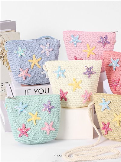 Bolso bandolera infantil rafia estrellas marinas