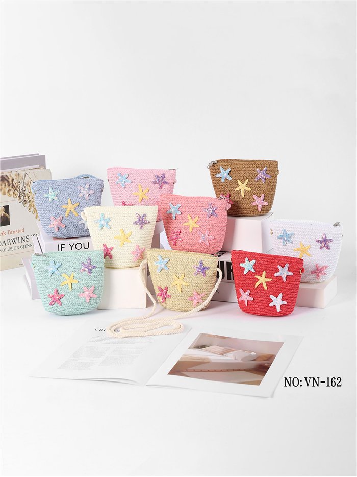 Bolso bandolera infantil rafia estrellas marinas