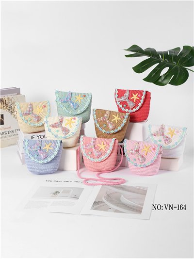Bolso bandolera infantil rafia cola de sirena 2