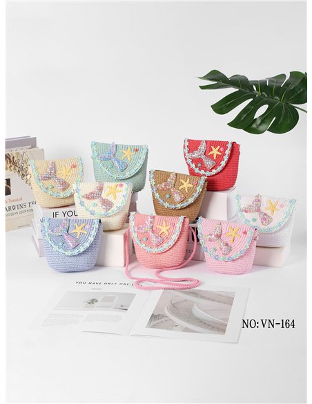 Bolso bandolera infantil rafia cola de sirena