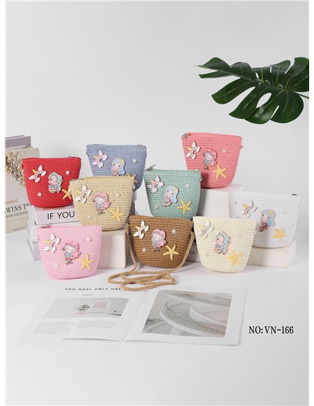 Bolso bandolera infantil rafia sirena marina