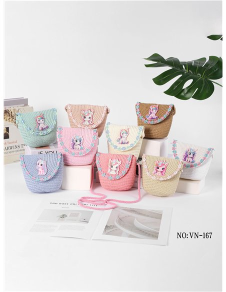 Magische Einhorn-Raffia-Schultertasche für Kinder