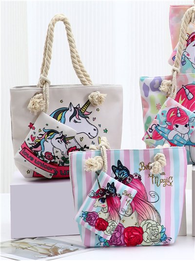 Bolso de playa infantil fantasía unicornio
