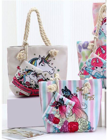Bolso de playa infantil fantasía unicornio