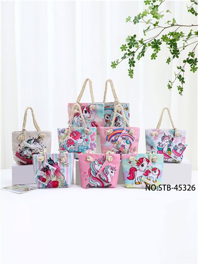 Bolso de playa infantil fantasía unicornio 2