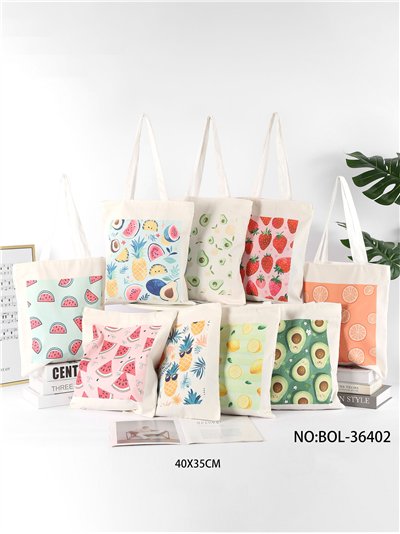 Sacola de compras com estampa de frutas 2
