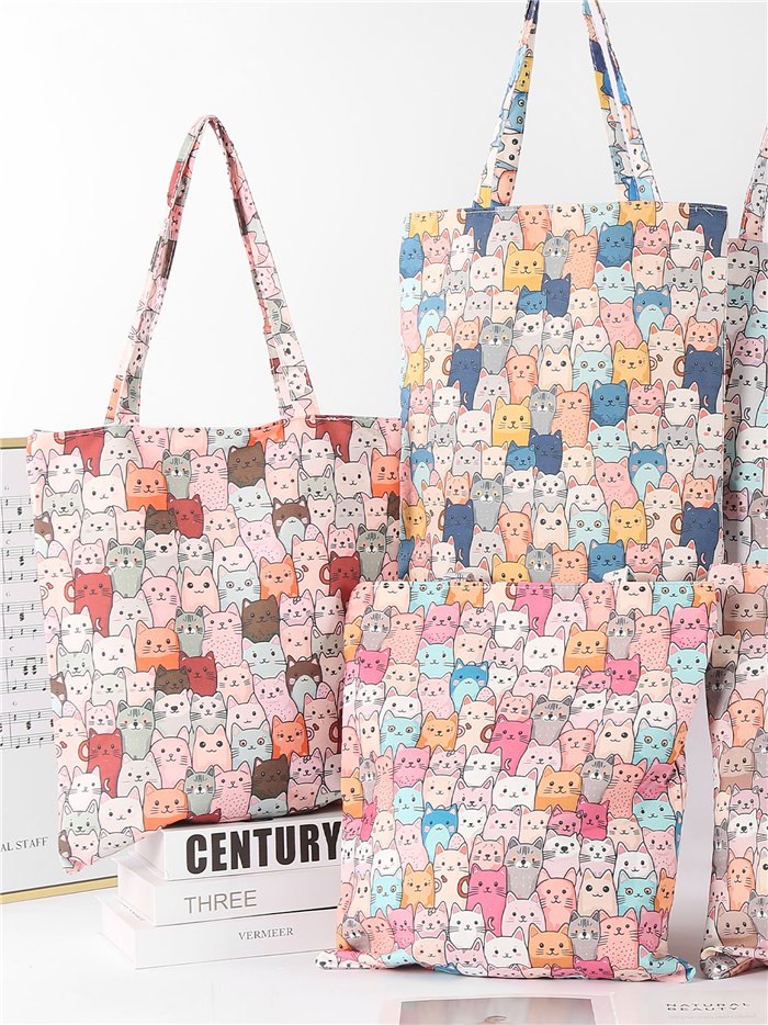 Bolso tote estampado gatos de colores
